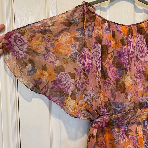 70's Vintage Handmade, Fully lined Chiffon & Taffeta floor length gown - Picture 5 of 9